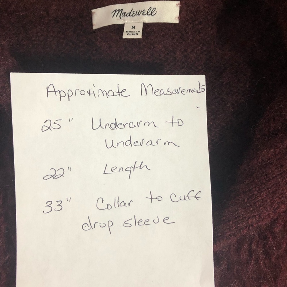 Madewell Alpaca Brushed Polo Sweater Sz M Burgundy Wine Cozy Preppy Minimalist - Picture 8 of 11